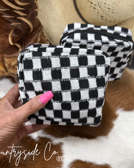Mini checkered organizer travel pouch case