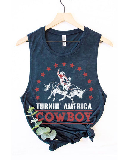 TURNIN AMERICA COWBOY GRAPHIC TANK TOP