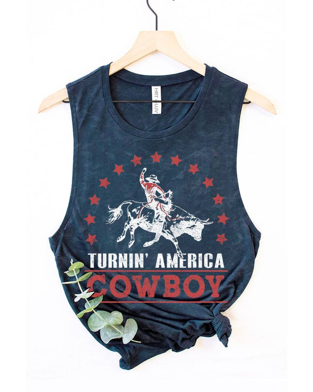 TURNIN AMERICA COWBOY GRAPHIC TANK TOP