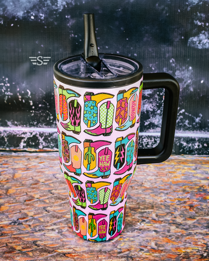 Vibrant Boot Scootin' 32oz Flip WashEasy™ Top Tumbler
