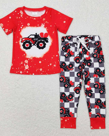 Baby Boys Valentines Tractor Short Sleeve Top Pants Clothes