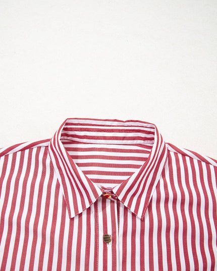 FB Stripe Patch Pocket Long Sleeve Buttoned Shirt