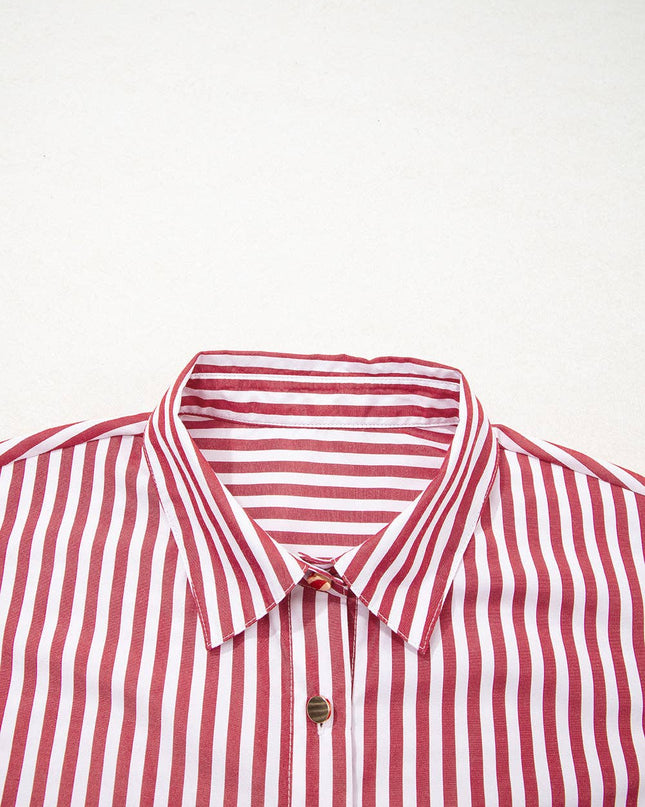 FB Stripe Patch Pocket Long Sleeve Buttoned Shirt