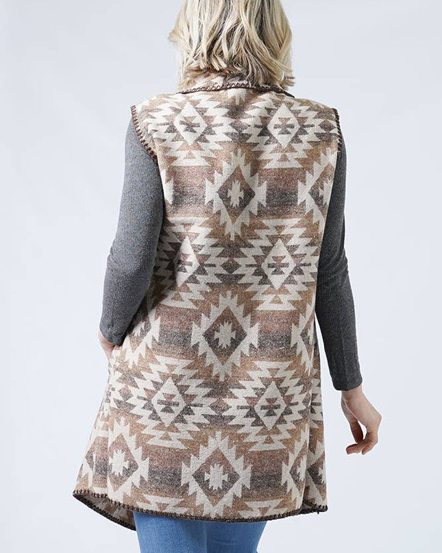 Western Pattern Vest with Pocket