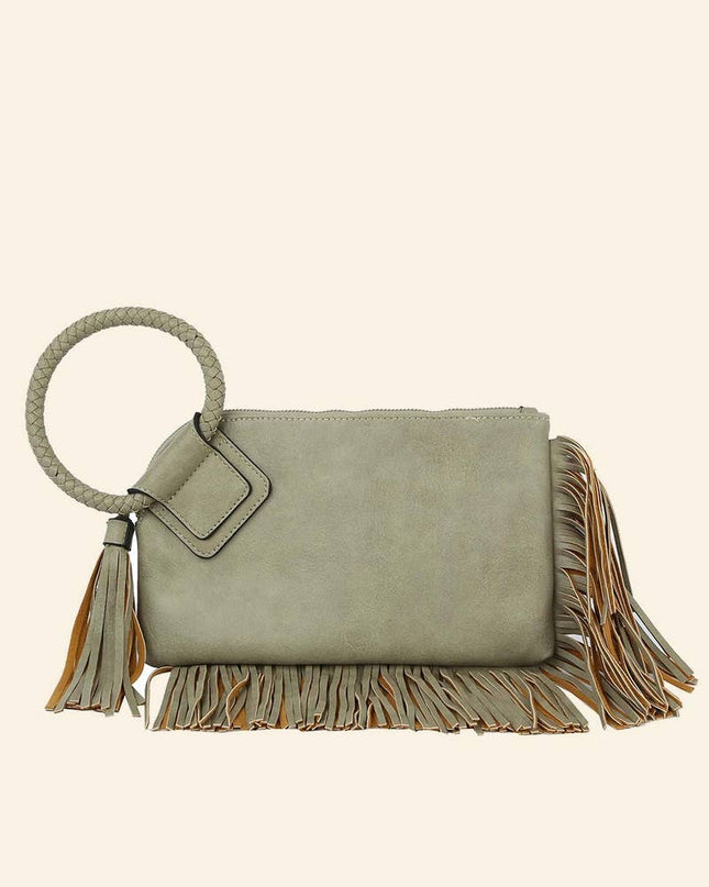 Fringe Cuff Clutch Tassel Wristlet Clutch Bag