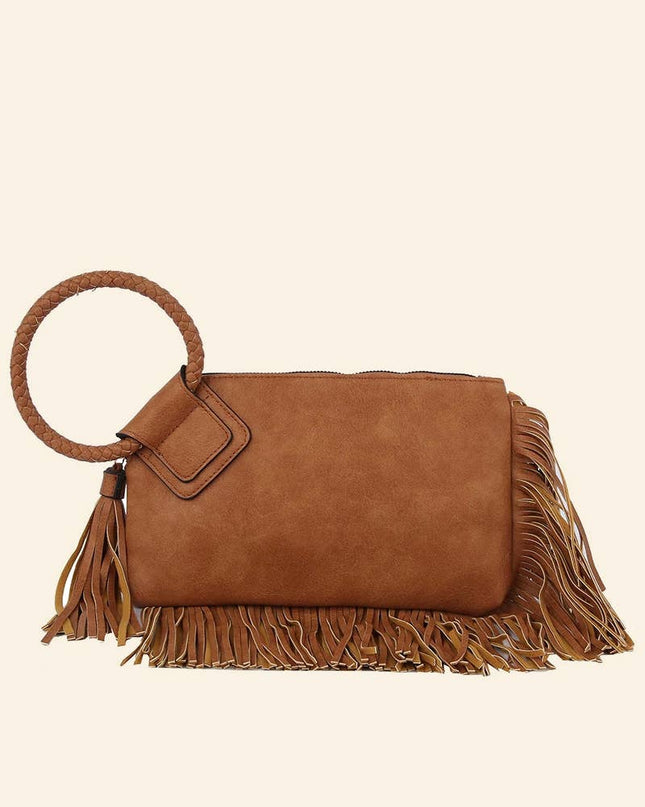 Fringe Cuff Clutch Tassel Wristlet Clutch Bag