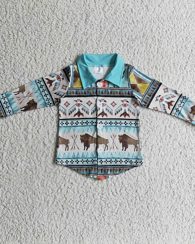 Baby boys Western Cow Button shirts Tops