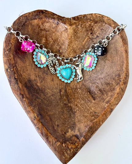 Western Style Multi Charm Chunky Chain Bracelet