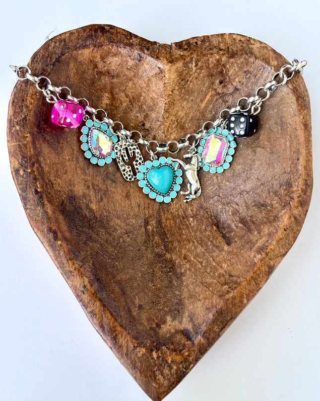 Western Style Multi Charm Chunky Chain Bracelet