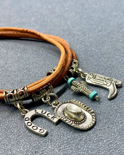 Western Style Charm Multi-Layer Artificial Leather  Bracelet - WJ