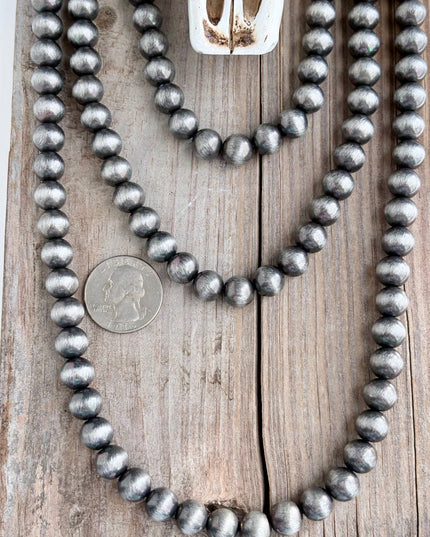 3 Layered Western Style 10mm Navajo Pearl Bead Necklace