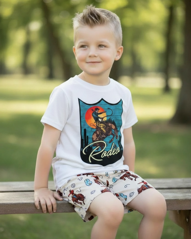 Rodeo white t-shirt with western shorts. LT-202012 JEAN