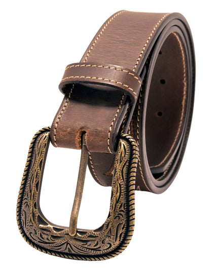 Stitched Top Grain Leather Belt
