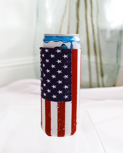 Red, White, & Blue Flag Tall Coozie 2-Pack