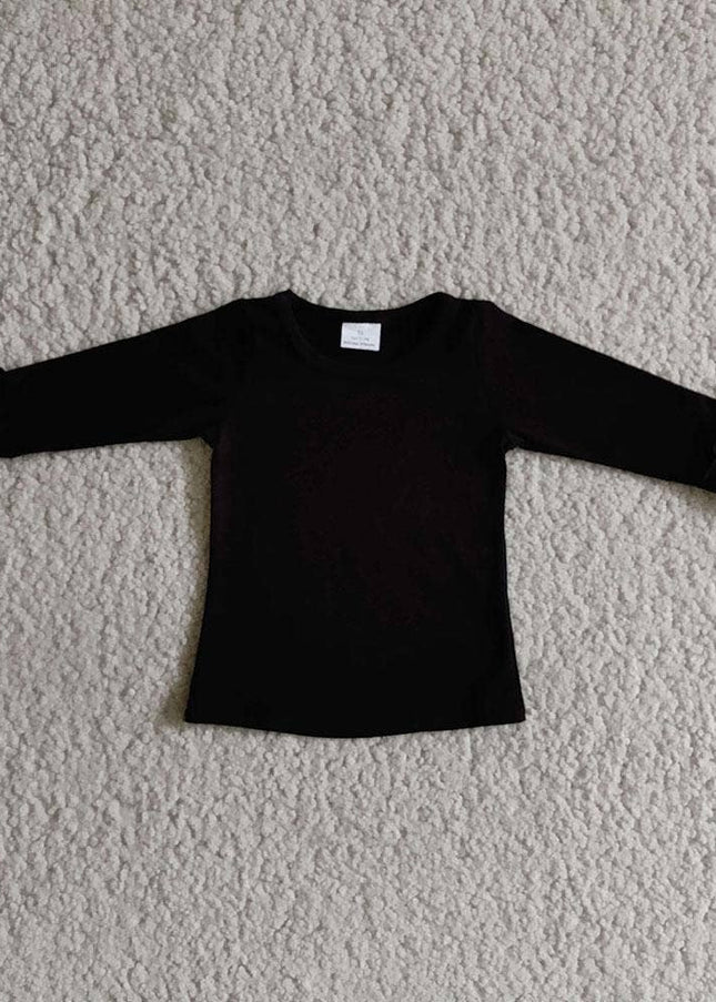 Black icing ruffle long sleeve T-shirts