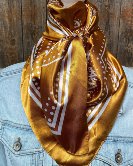 35X35"  Mustard Floral Paisley Wild Rag/Scarf WR3379