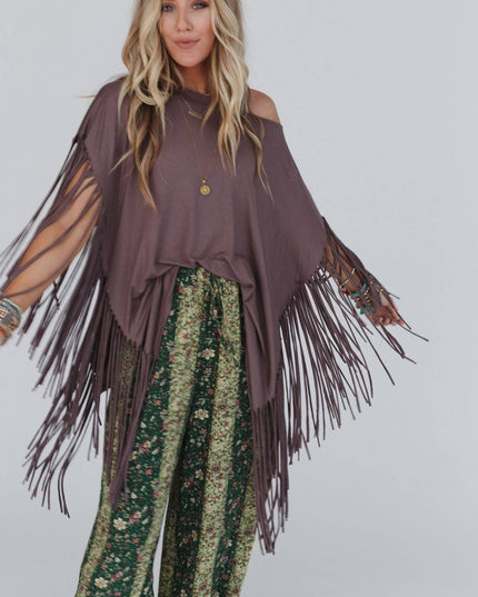 Western Showstopper Fringe Top - Mocha