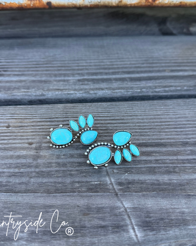 Sedona Fan Faux Turquoise Earrings