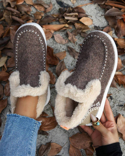 Suede Stitching Patchwork Plush Lined Anklet Boots