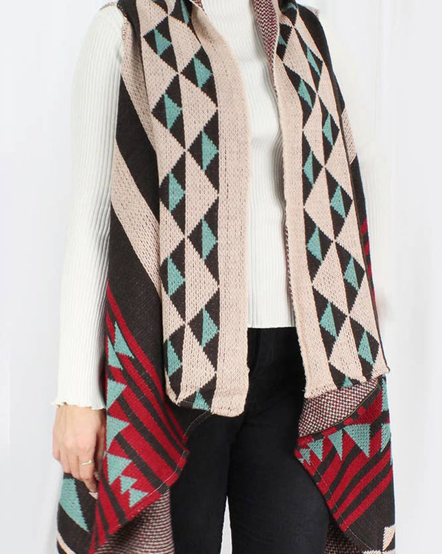 Aztec Pattern Western Knit Vest