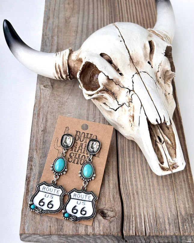3 Tier Western Style Turquoise Stone Post Drop Earrings