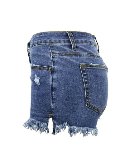 Luvamia Women's High-Rise Denim Raw Hem Ripped Shorts