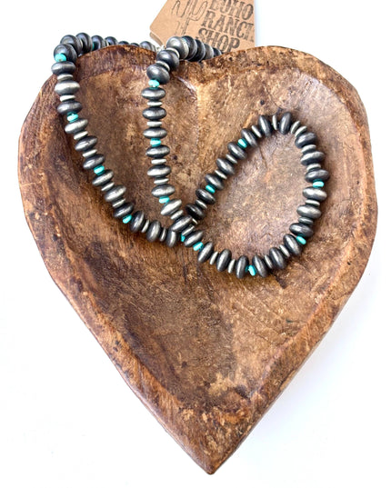 Western Style Flat Navajo Pearl & Stone Beaded Necklace