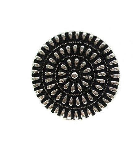 Western Metal Round Concho Cuff Ring