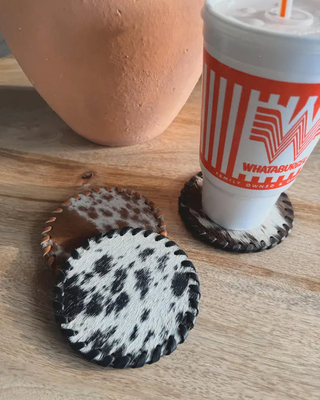 Genuine Cowhide Leather Coasters P| Western Hair-On Hide