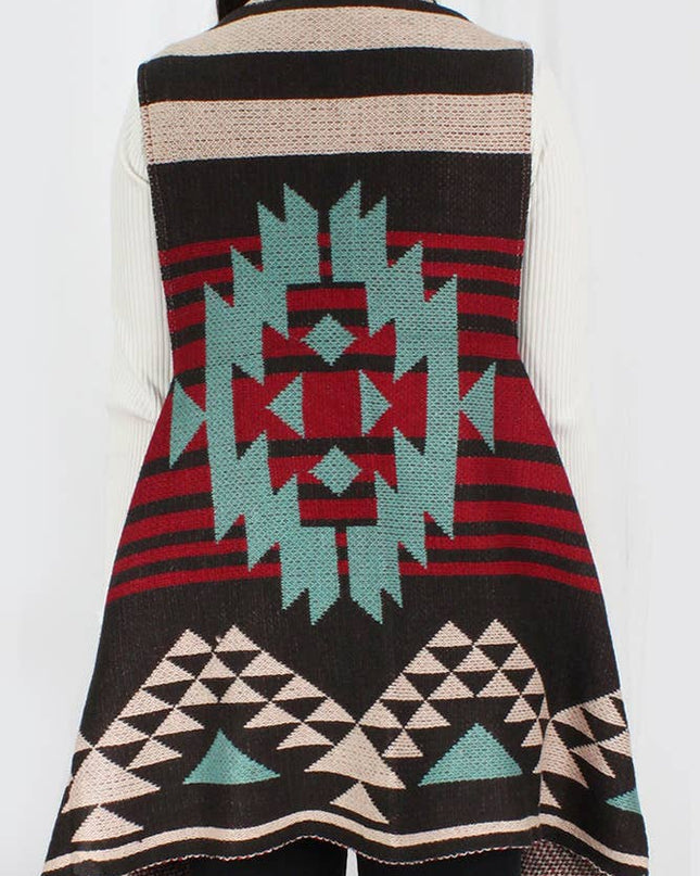 Aztec Pattern Western Knit Vest