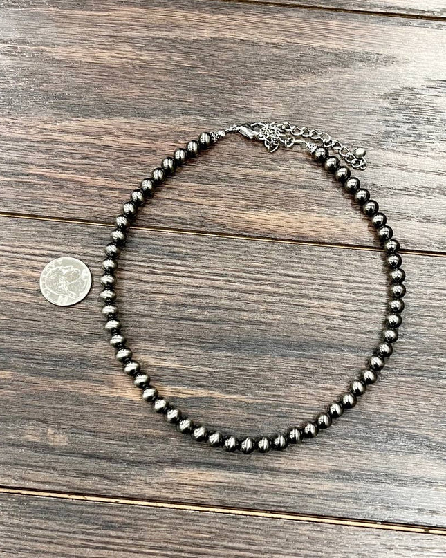 738021 , 16" Handmade 8mm Polish Navajo Necklace