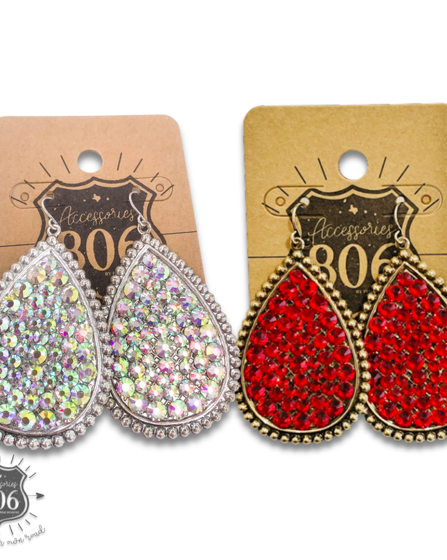 Rhinestone filled teardrop earring - LC