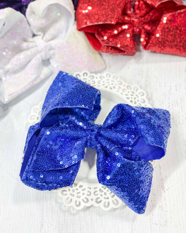 Sequin Texas Size Hair Bows - Alligator Clip - 6.5"