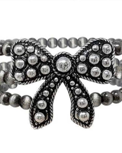 2 Layered Navajo Pearl Western Pendant Stretch Bracelet bow