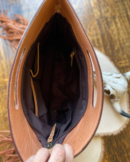 The Maggie Cowhide Leather Crossbody + Back zippered pockets