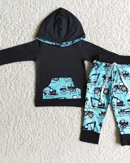 Baby boys tractor hoodie sets