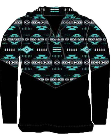 Medium Turquiose Traditional Southwest Hoodie Pullovers!