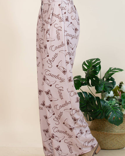 P1261-6157-Norma Cowboy Show Print Slack Pants