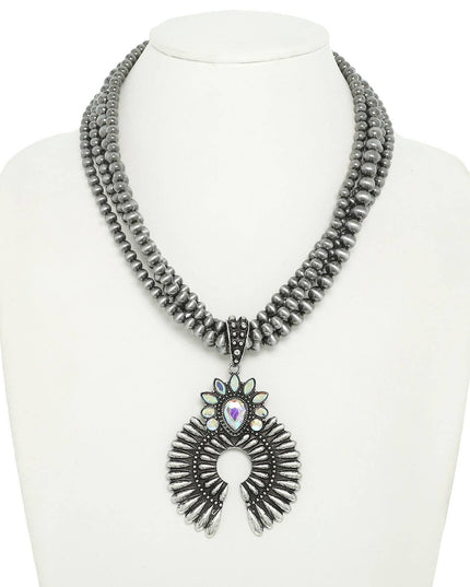 Western Multi-Layer Crystal Embellished Pendant Necklace