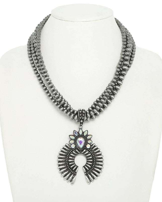 Western Multi-Layer Crystal Embellished Pendant Necklace