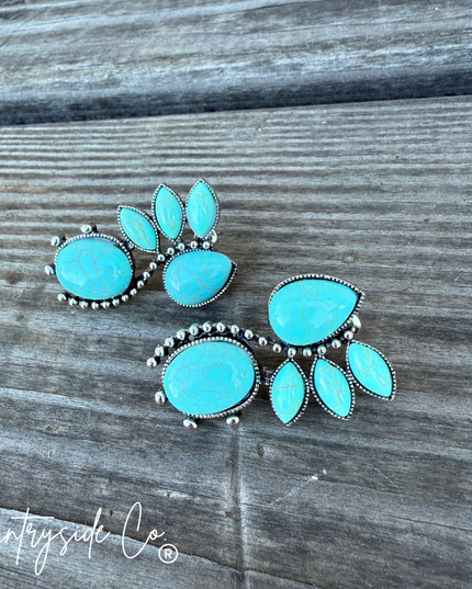 Sedona Fan Faux Turquoise Earrings