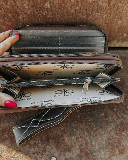 Boot Stitch Leather Wallet Wristlet