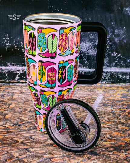Vibrant Boot Scootin' 32oz Flip WashEasy™ Top Tumbler