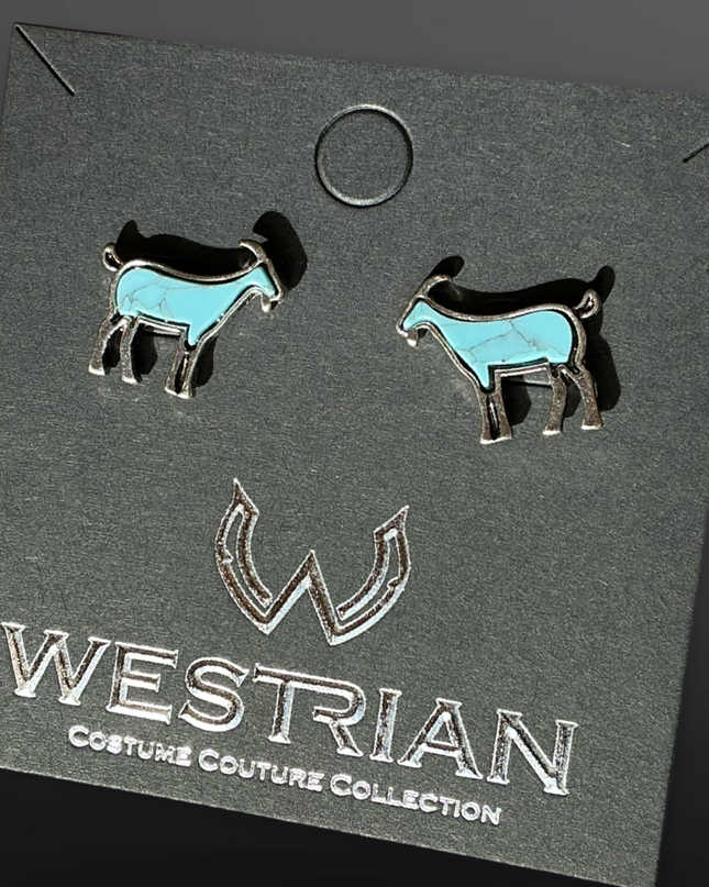 Farm Animal Faux Turquoise Earrings Cow Horse Pig Goat