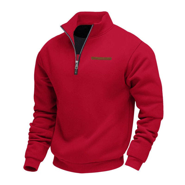 Half Zipper Loose Stand Collar Men Pullover Hoodie