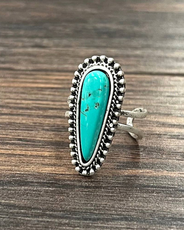 750222, 1.2" Western Turquoise Adjustable Ring