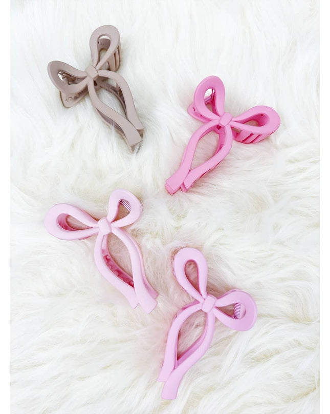 Assorted Pink and Taupe Shades of Bow Clip