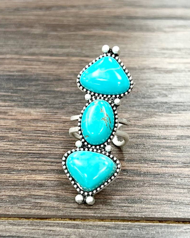 750434, 2" Navajo Turquoise Ring, Brass Adjustable Band