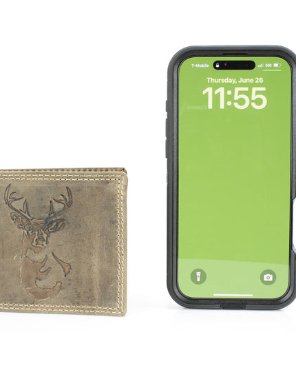 Men’s Bi-Fold Wallet with Deer Antler Emboss ABMWVT 03