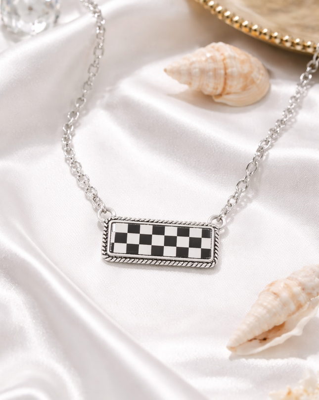 Checkmate Cowgirl Pendant Necklace